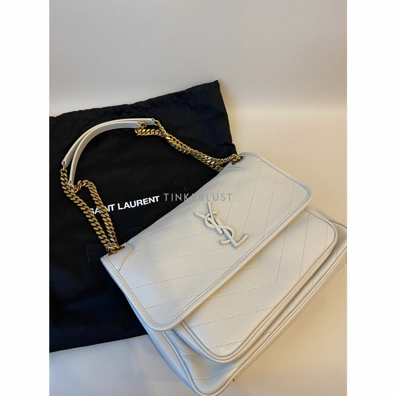 Saint Laurent Niki Medium Leather White GHW 2019 Shoulder Bag