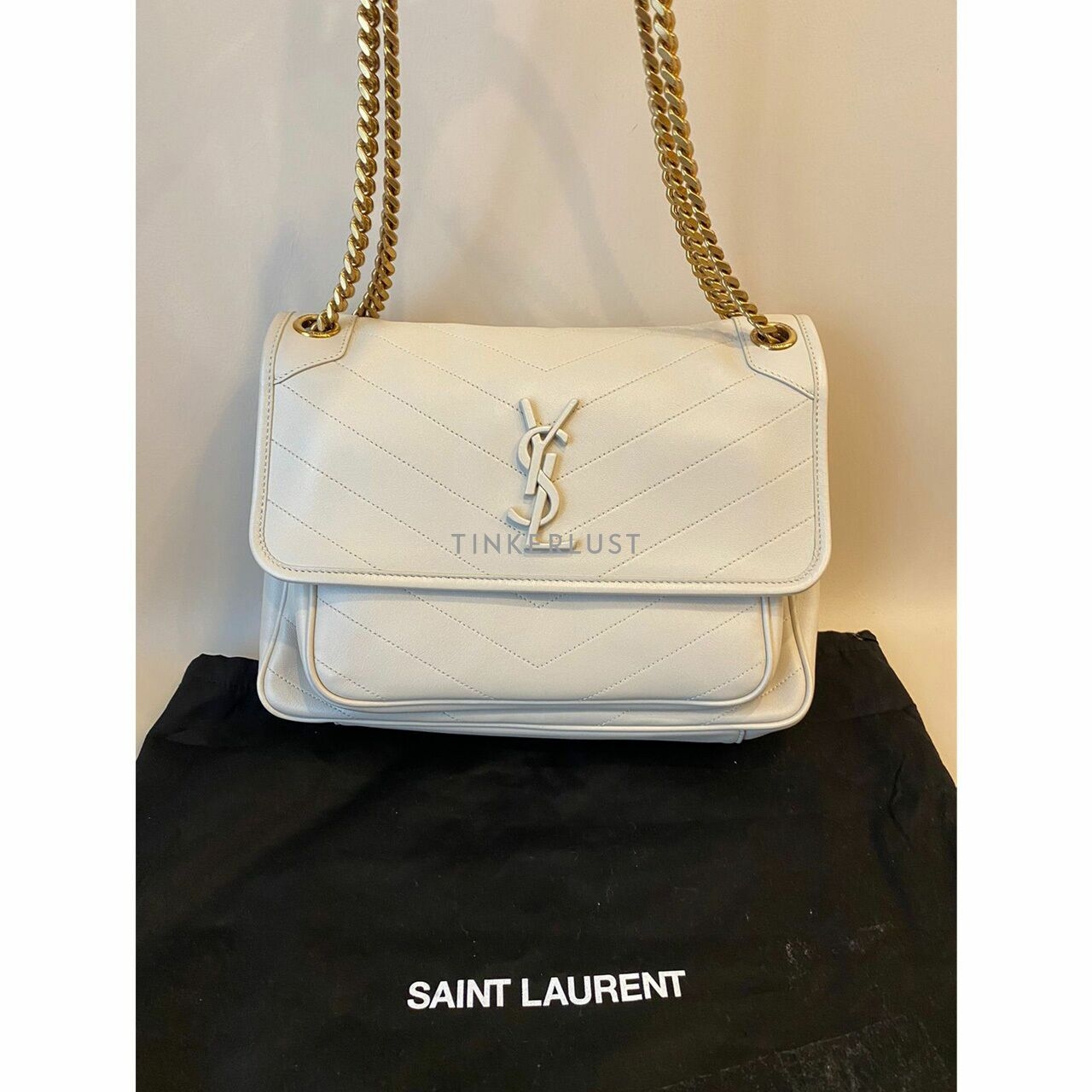 Saint Laurent Niki Medium Leather White GHW 2019 Shoulder Bag