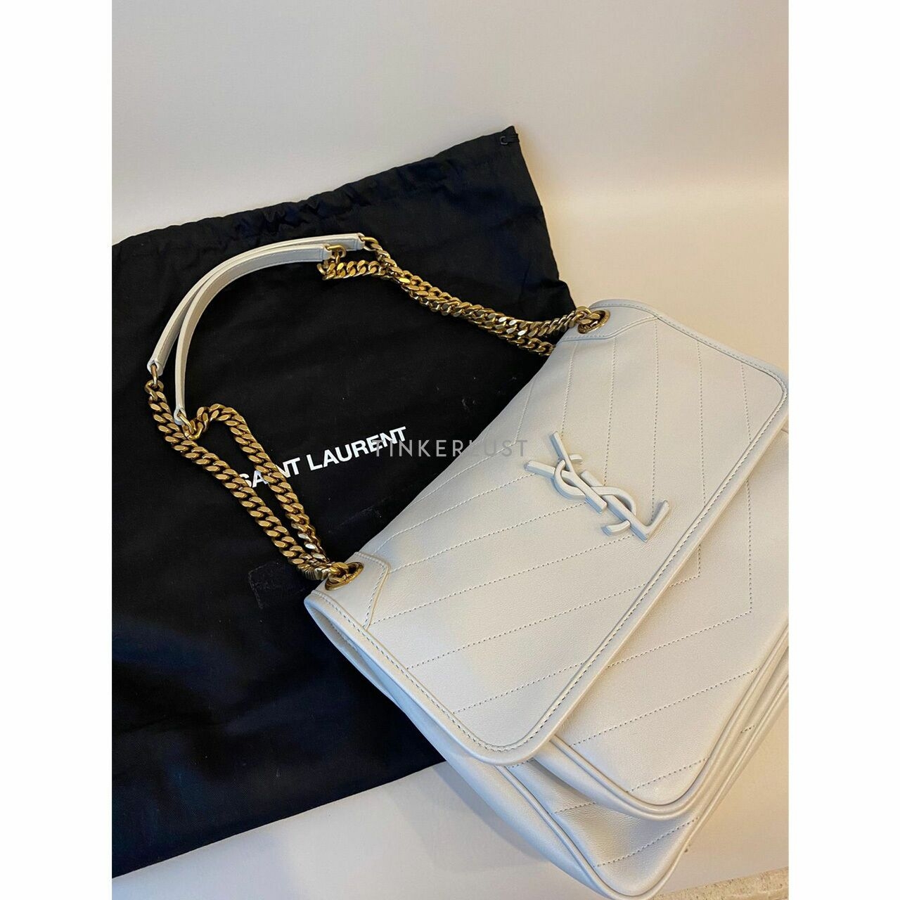 Saint Laurent Niki Medium Leather White GHW 2019 Shoulder Bag