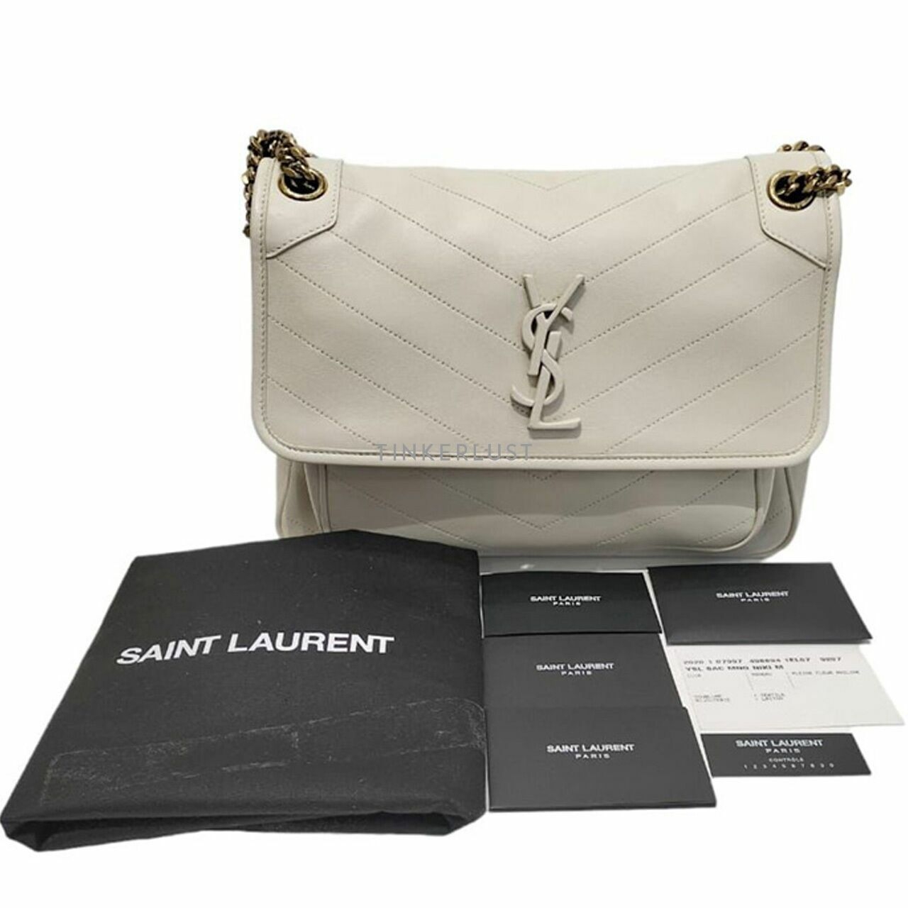 Saint Laurent Niki Medium Leather White GHW 2019 Shoulder Bag