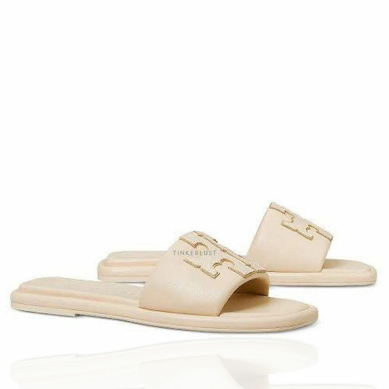 Tory Burch Double T-Sport Leather Slide Sandal Dulce De Leche	