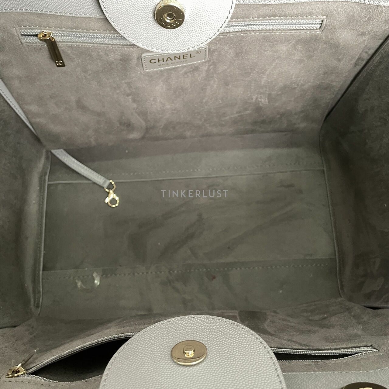 Chanel Deauville Large Shopping Bag Grey Caviar SHW #29