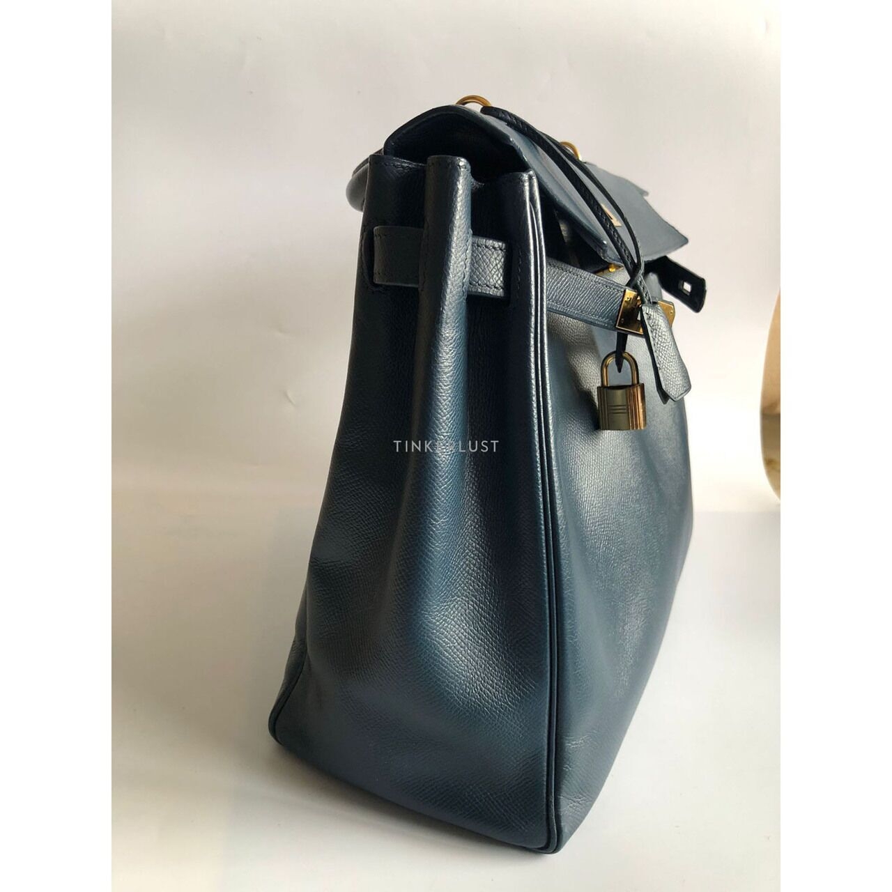 Hermes Kelly 35 Navy Blue #X Circle Satchel