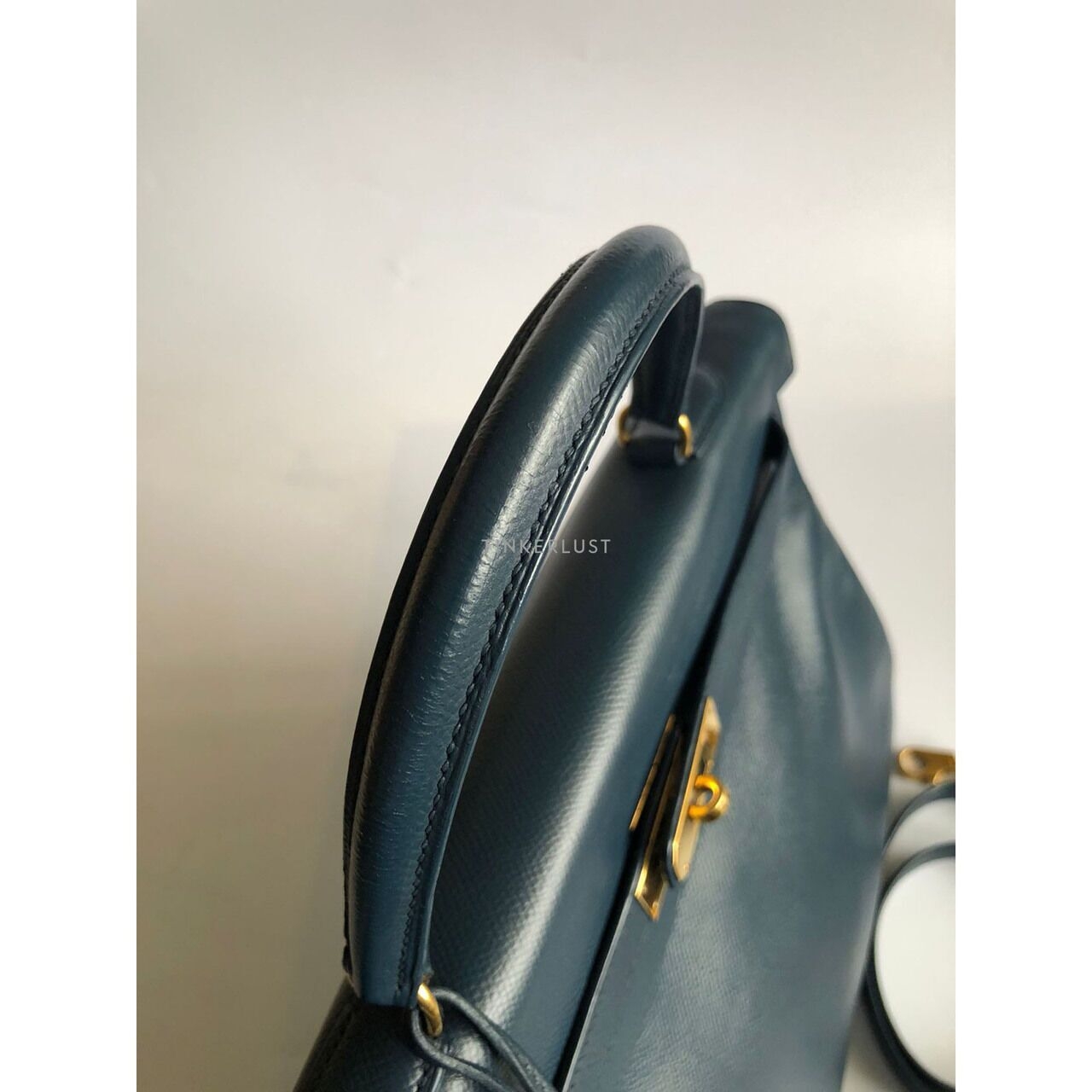 Hermes Kelly 35 Navy Blue #X Circle Satchel