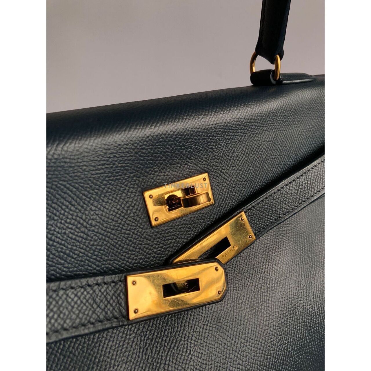 Hermes Kelly 35 Navy Blue #X Circle Satchel