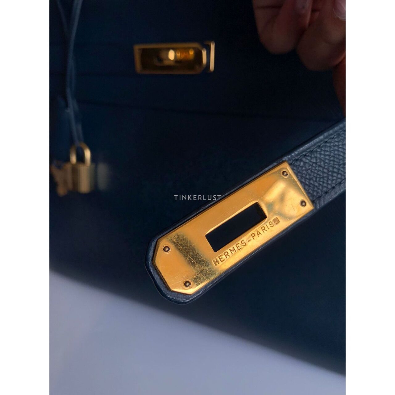 Hermes Kelly 35 Navy Blue #X Circle Satchel