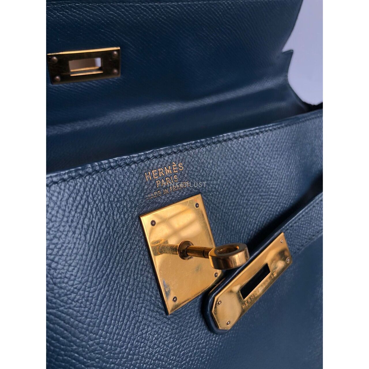 Hermes Kelly 35 Navy Blue #X Circle Satchel