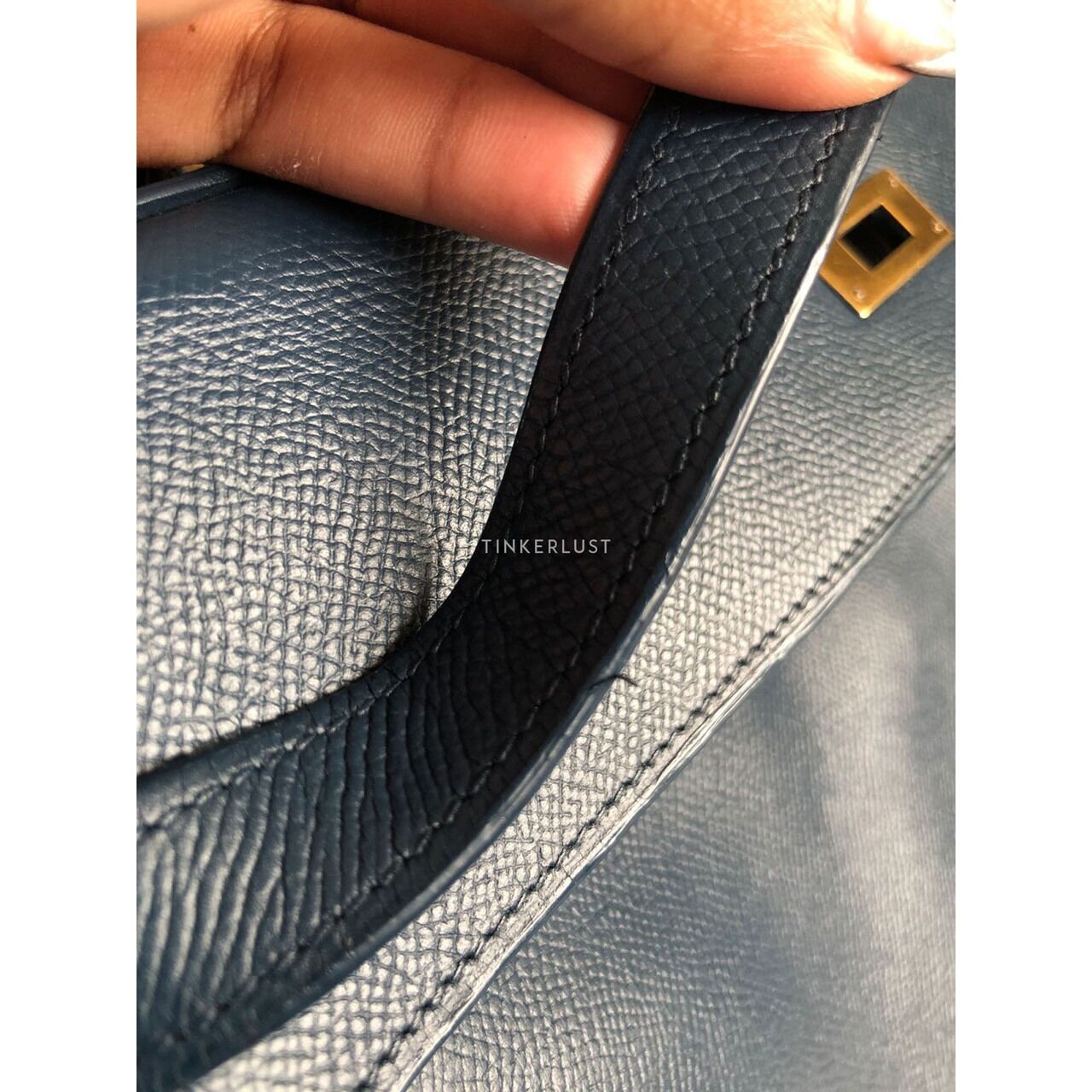 Hermes Kelly 35 Navy Blue #X Circle Satchel