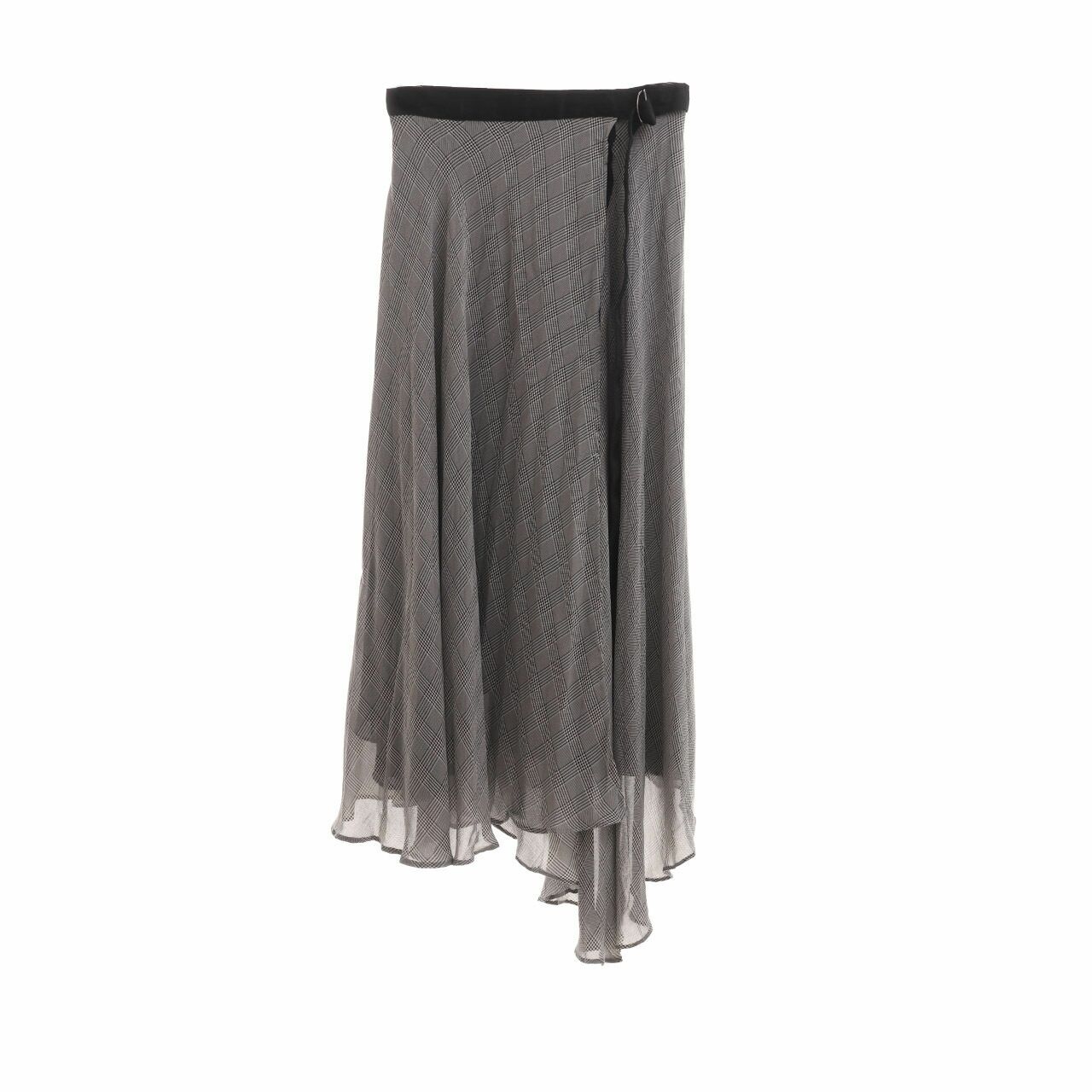 Lalu Grey Houndstooth Midi Skirt