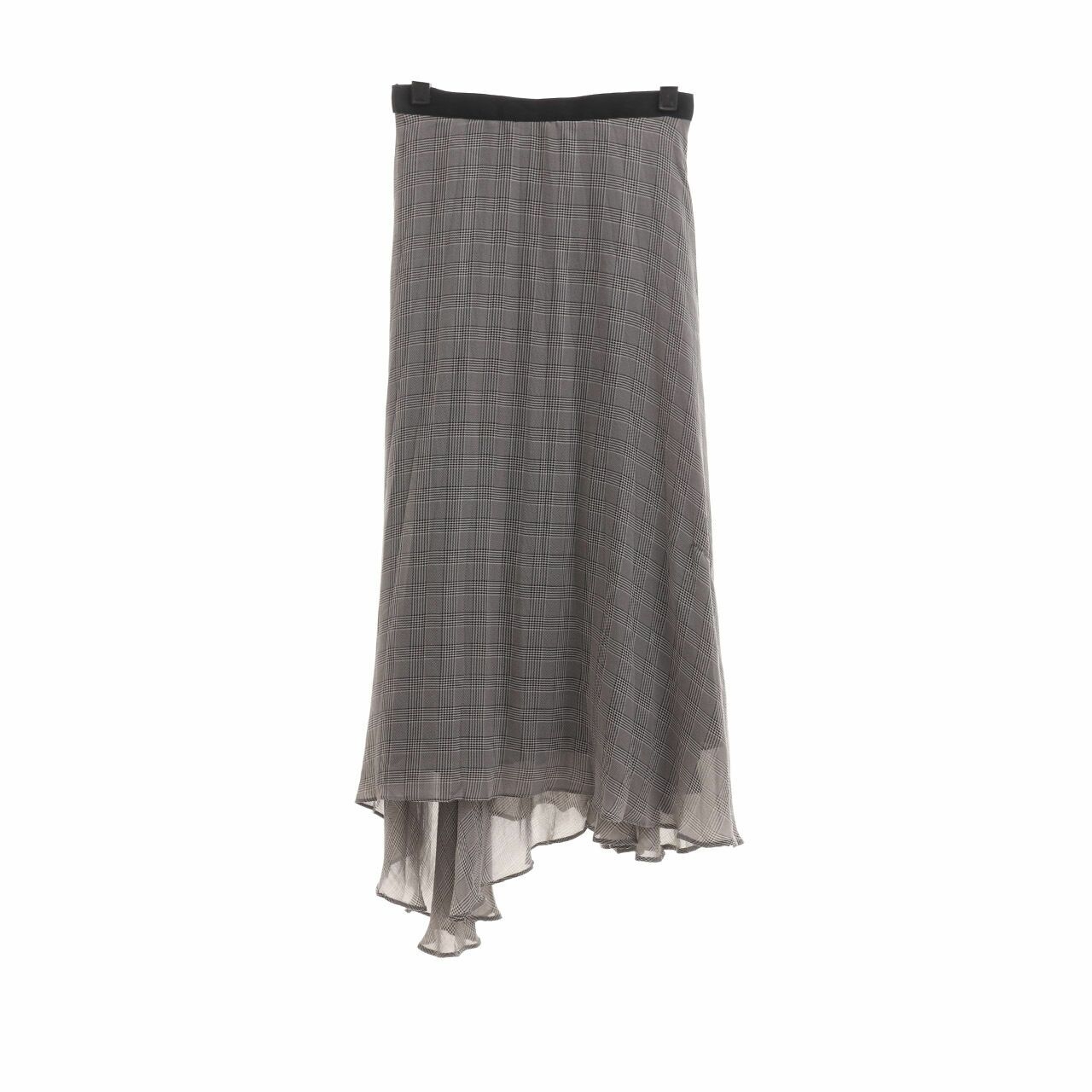 Lalu Grey Houndstooth Midi Skirt