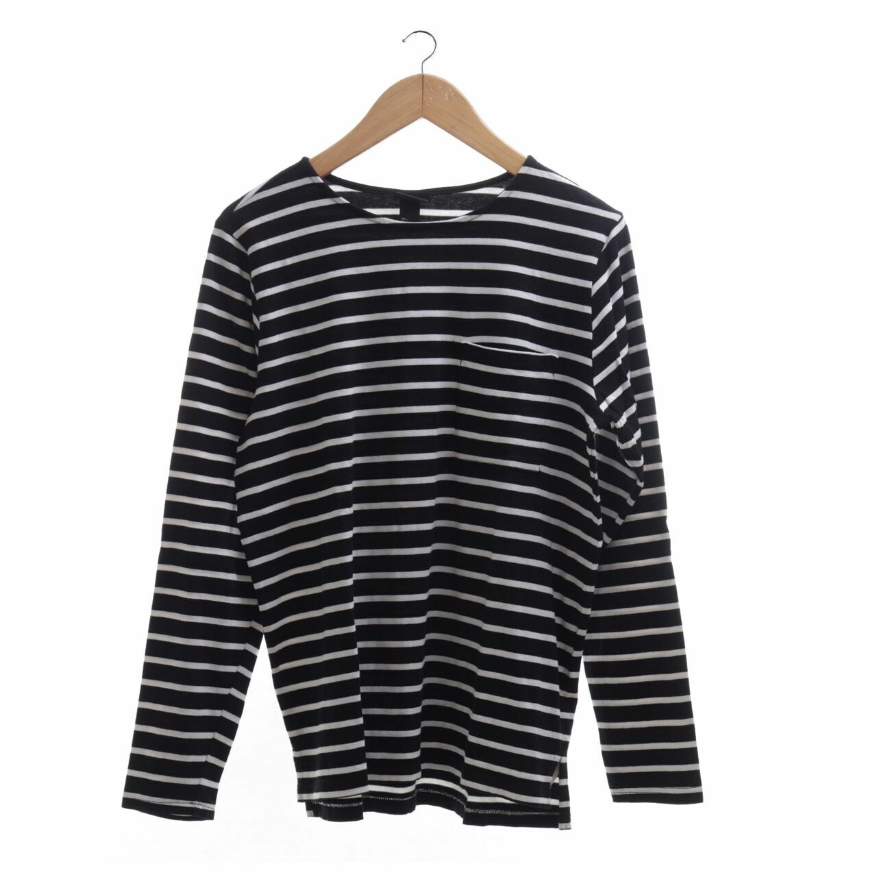 H&M Black & White Striped Long Sleeve T-Shirt