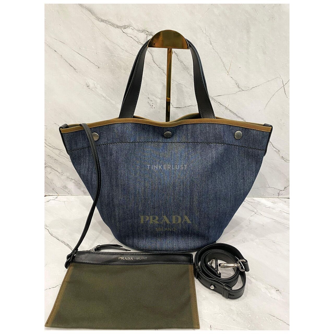 Prada Denim Bucket SHW Satchel