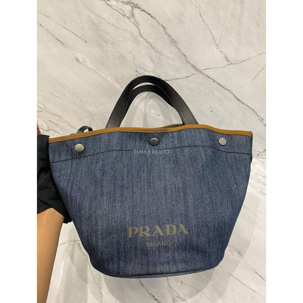 Prada Denim Bucket SHW Satchel