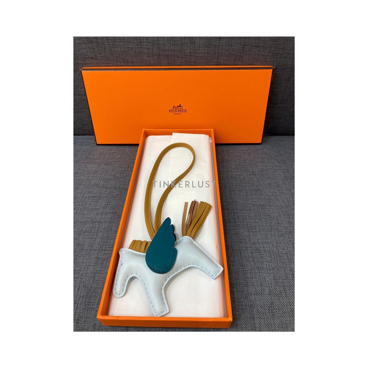 Hermes Rodeo Pegase PM Brume/Sesame/Bosphore Keychain