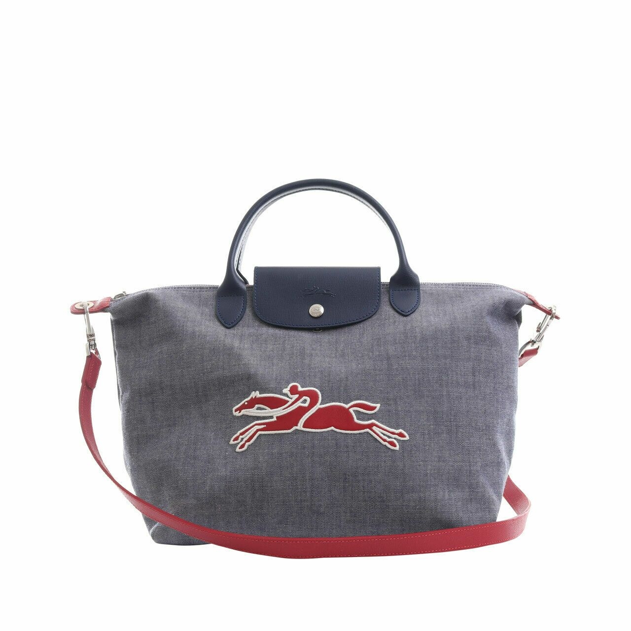 Longchamp Navy Denim Le Pliage On The Road Small SH Satchel