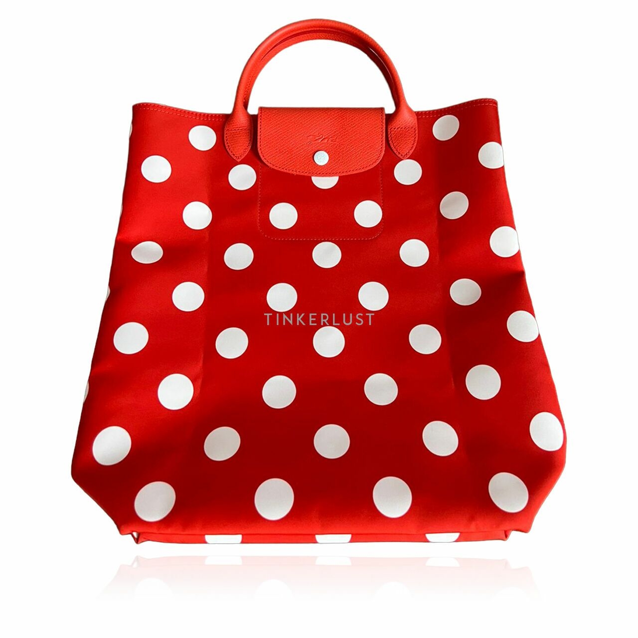 Longchamp Le Pliage Orange Polka Dot Tote Bag