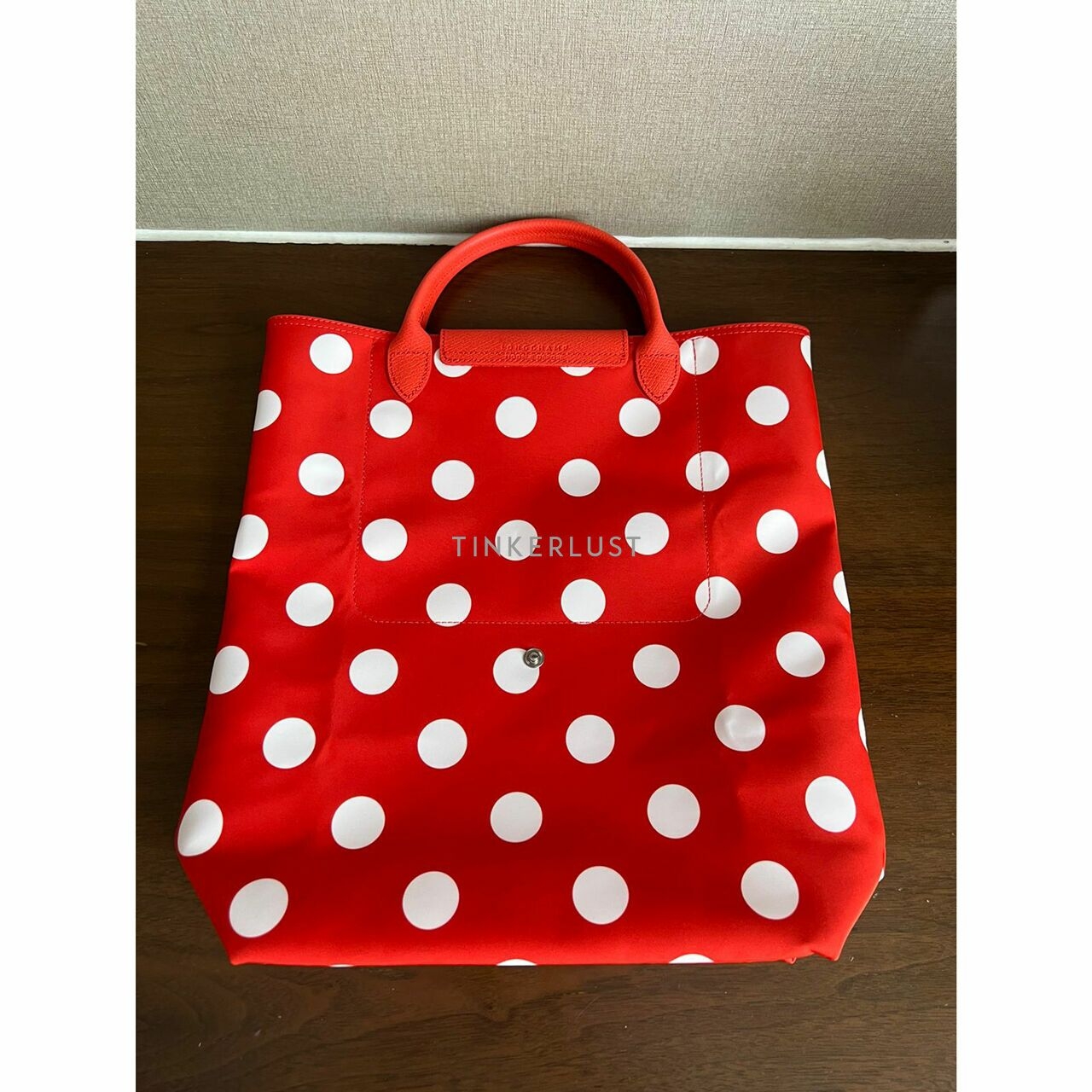 Longchamp Le Pliage Orange Polka Dot Tote Bag