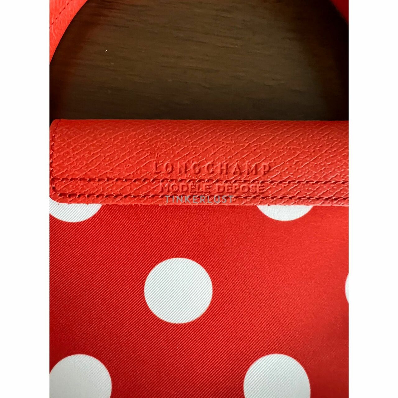 Longchamp Le Pliage Orange Polka Dot Tote Bag