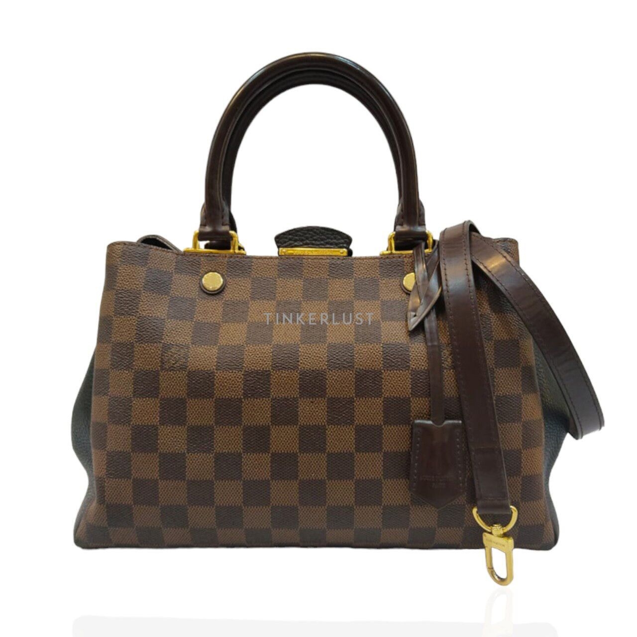 Louis Vuitton Damier Ebene Cuir Taurillon Britanny Satchel