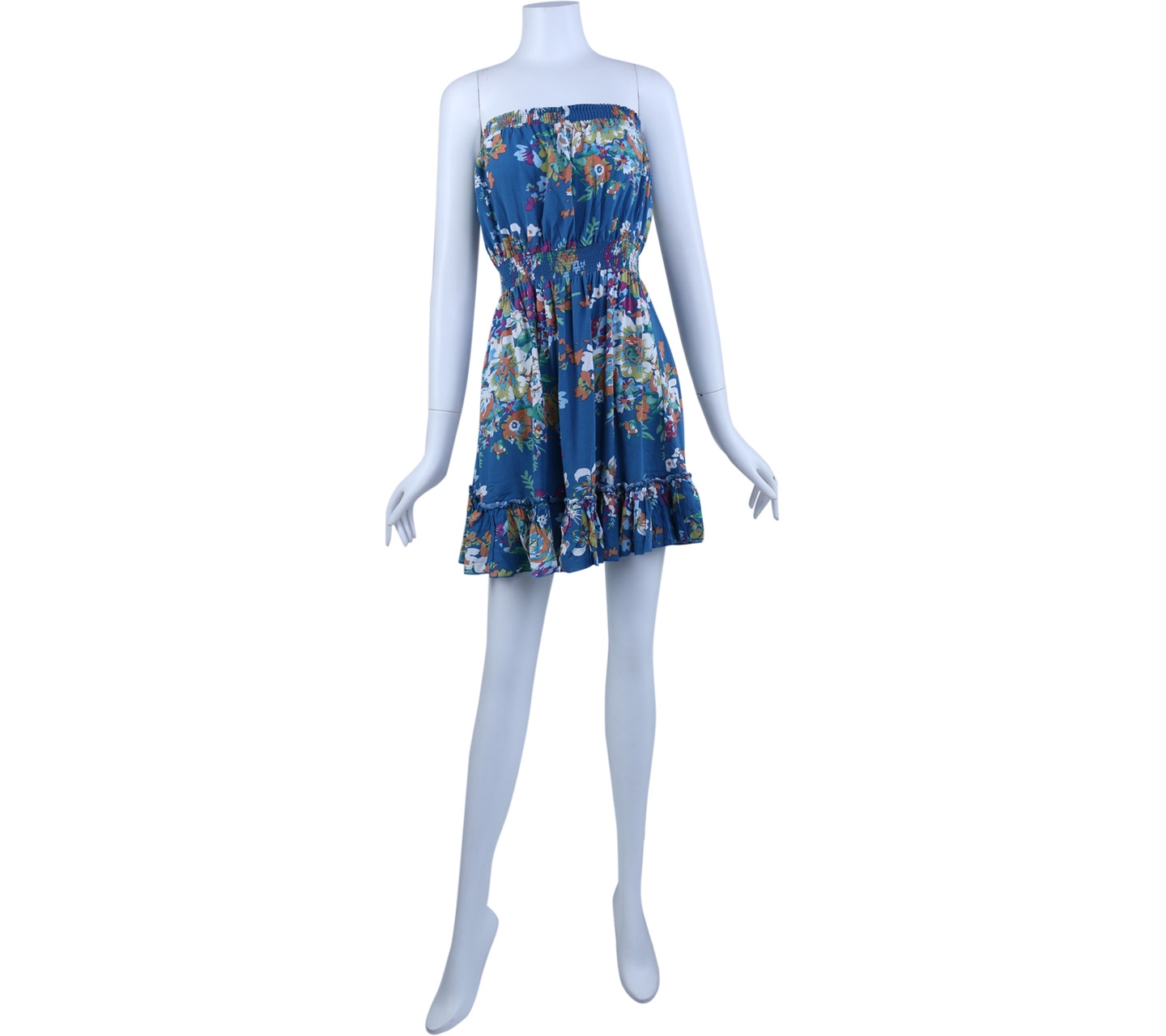 Forever 21 Blue Floral Tube Mini Dress