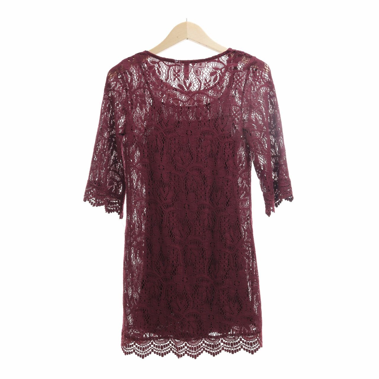 H&M Maroon Lace Mini Dress