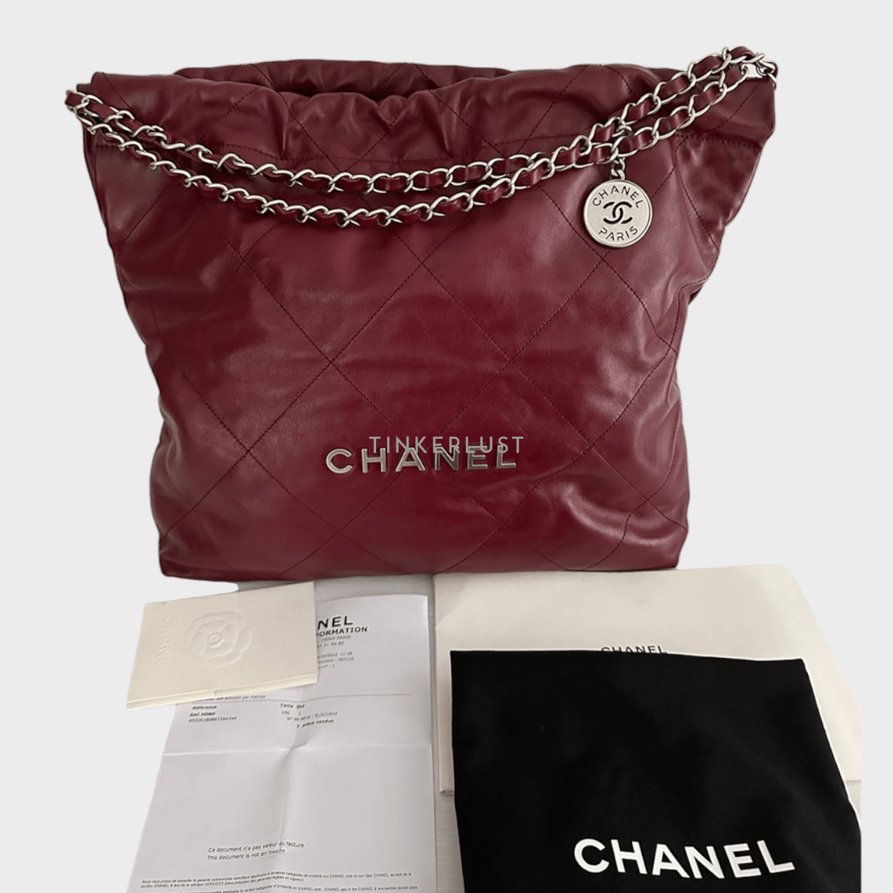 Chanel C22 Medium Maroon SHW Shoulder Bag