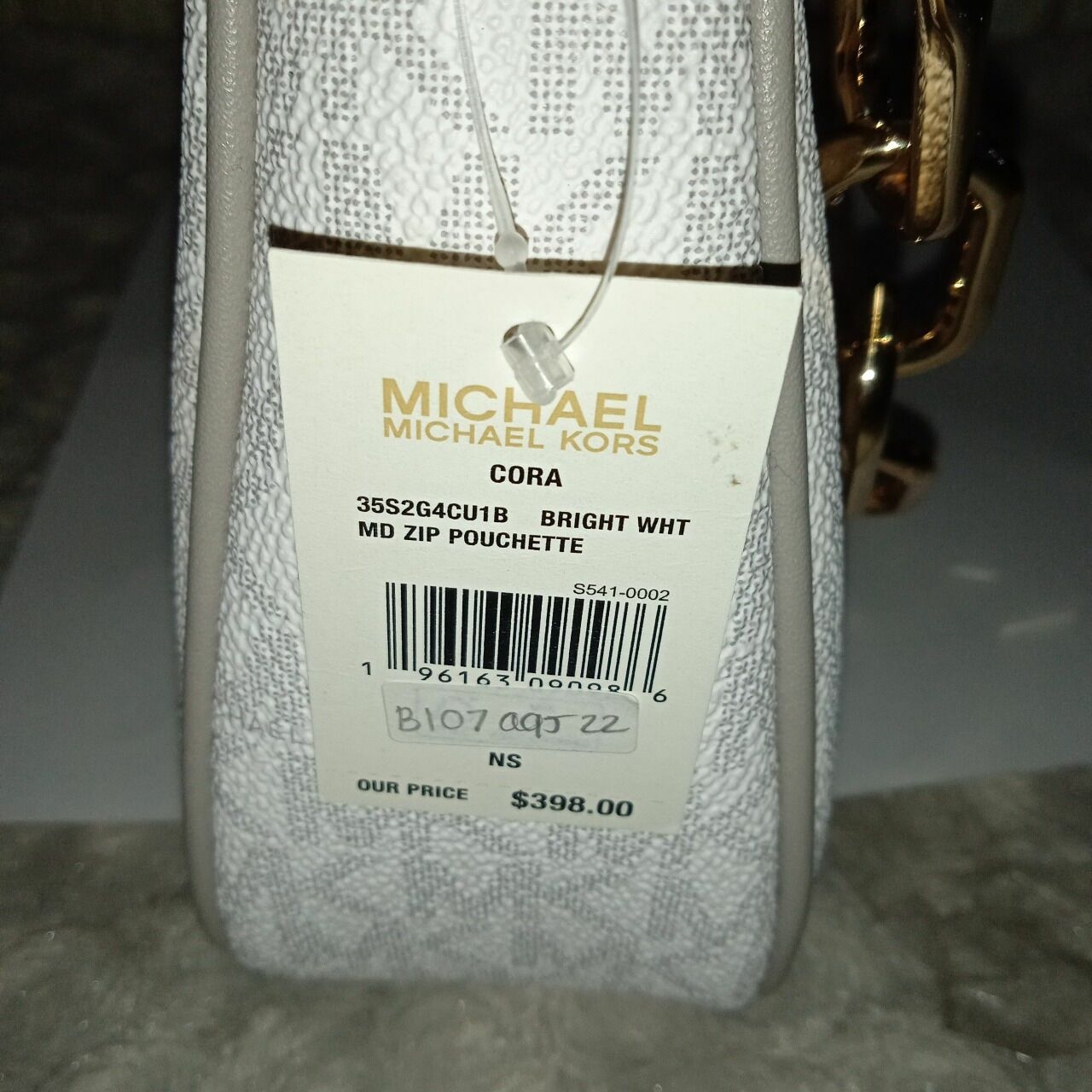 Michael Kors Signature Cora Medium Zip Pouchette Bag Bright White