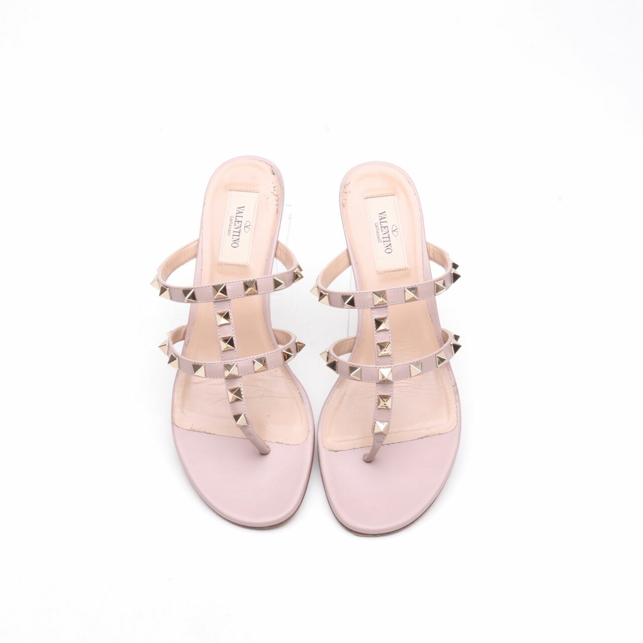 Valentino Garavani Rockstud Strap Sandal Heels Pink Poudre