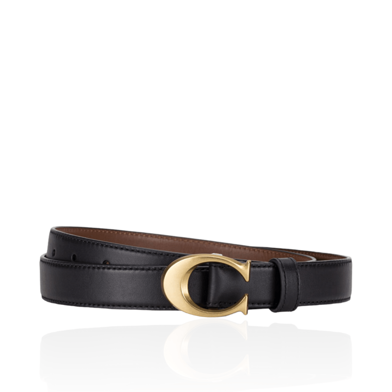 Coach Black And Brown Signature Buckle Reversible Belt 