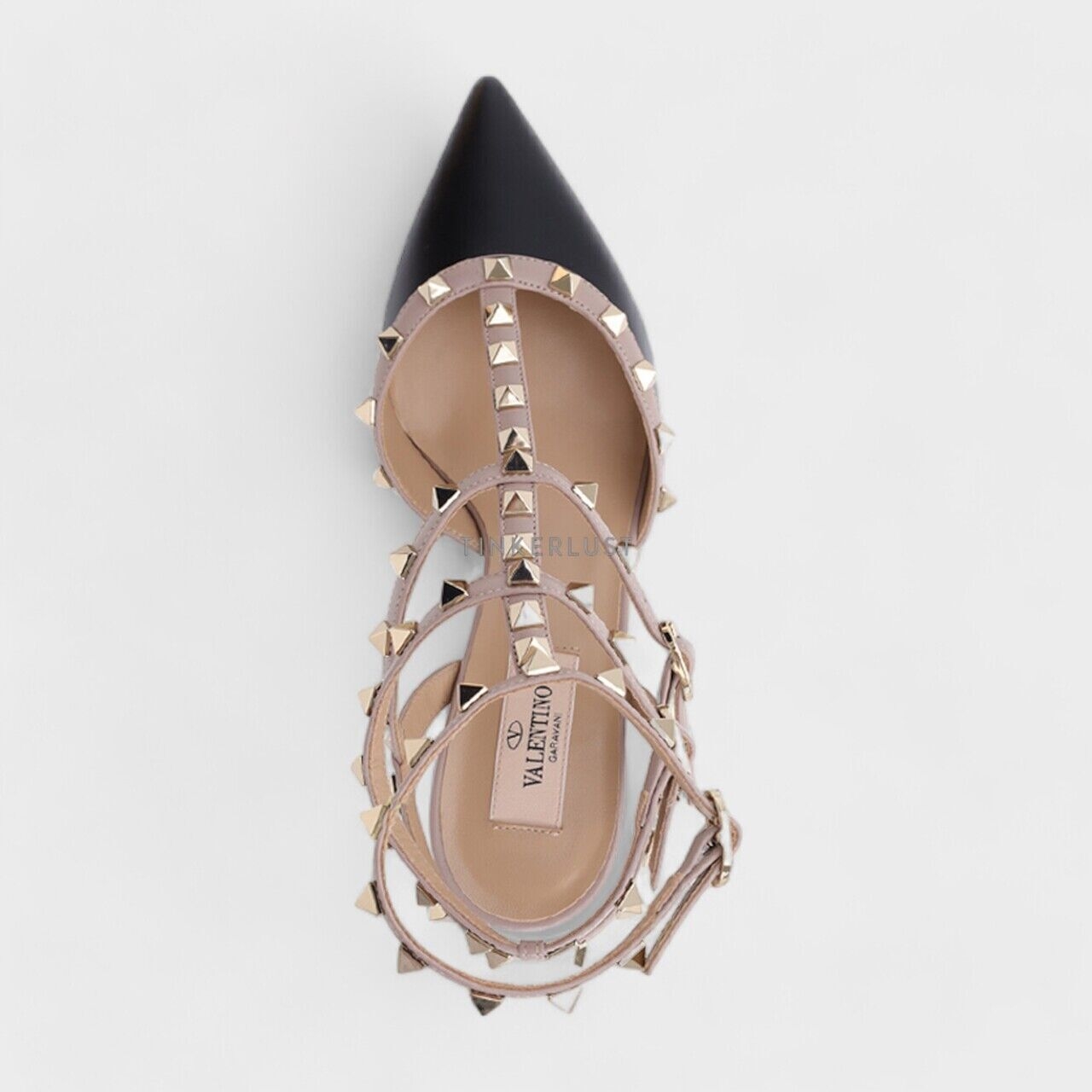 Valentino Rockstud Kitten 6.5cm in Black Calf Heels