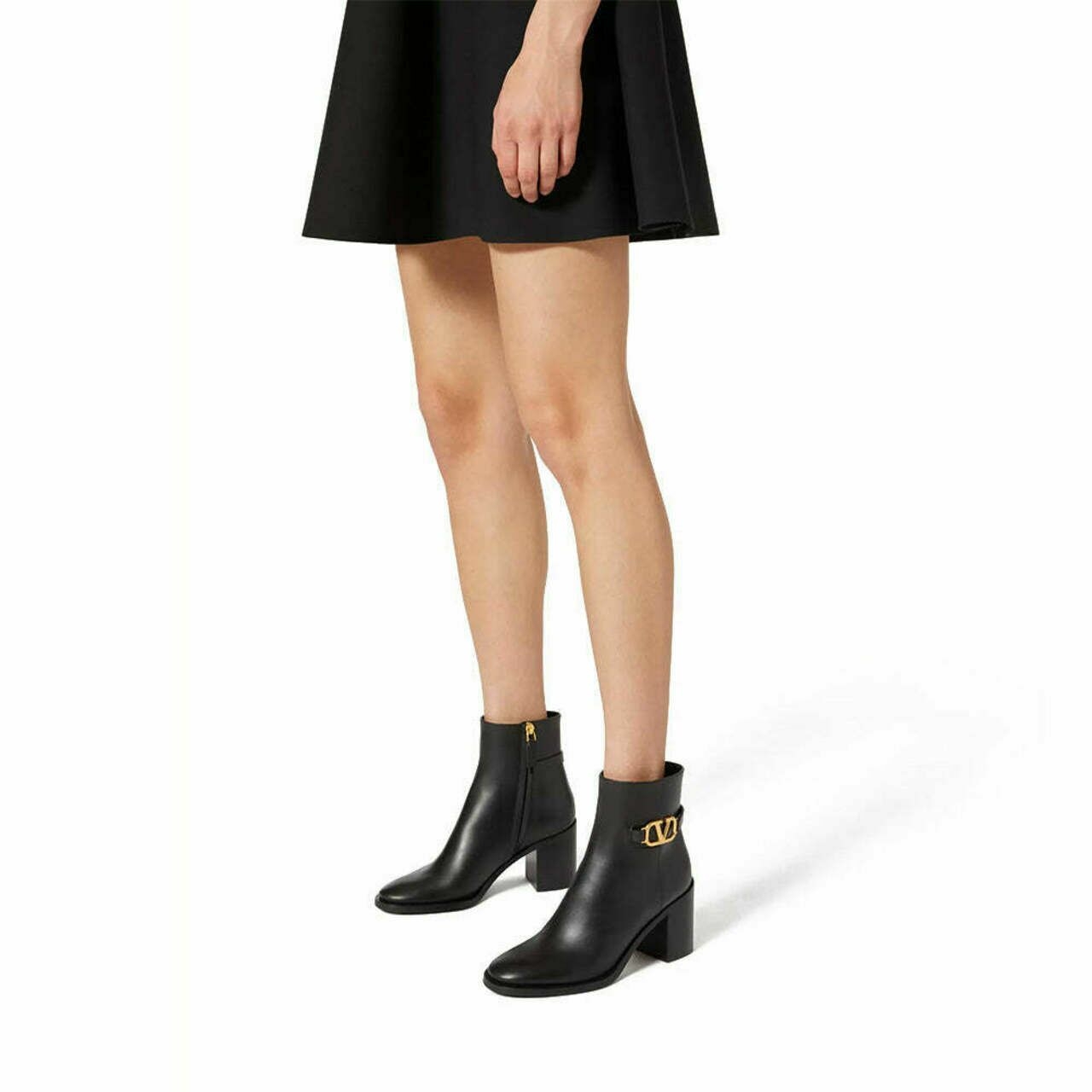 Valentino Garavani VLogo Calfskin Ankle Boot 75mm Black