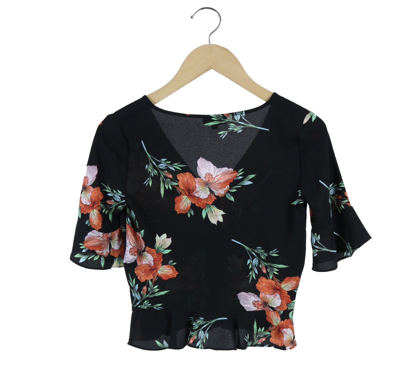 Topshop Black Floral Blouse