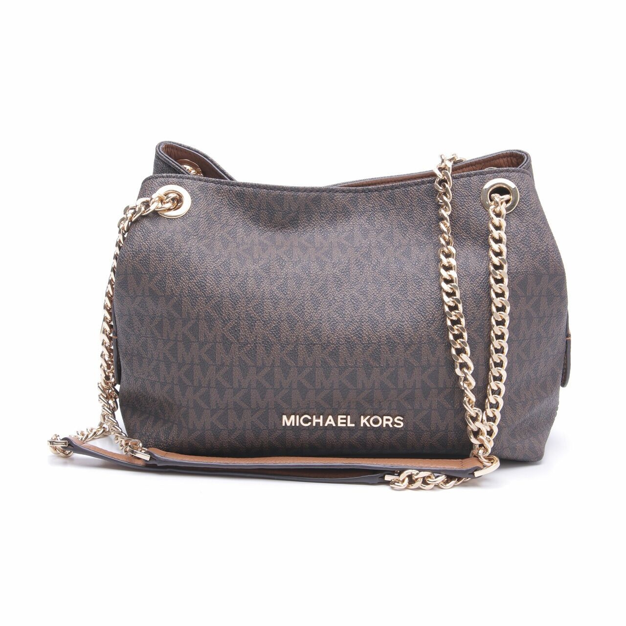 Michael Kors Brown Jet Set Medium Chain Messenger Shoulder Bag