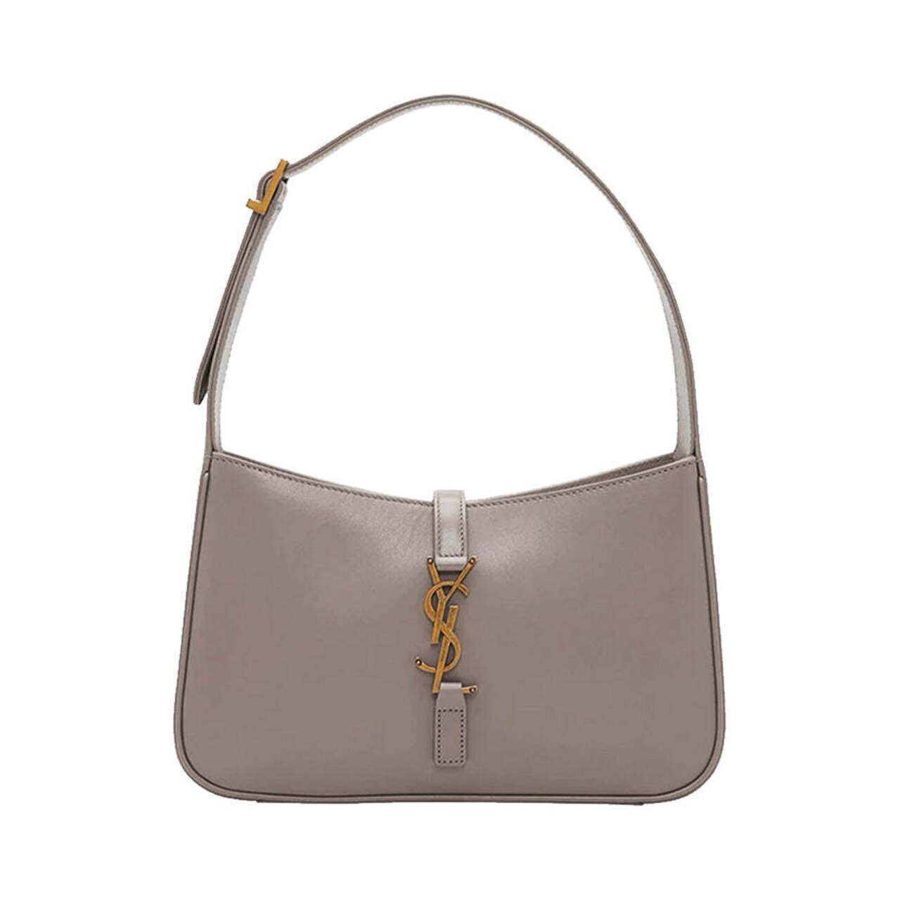 Saint Laurent Le 5 À 7 Hobo Bag in Smooth Leather Greyish Brown Ghw