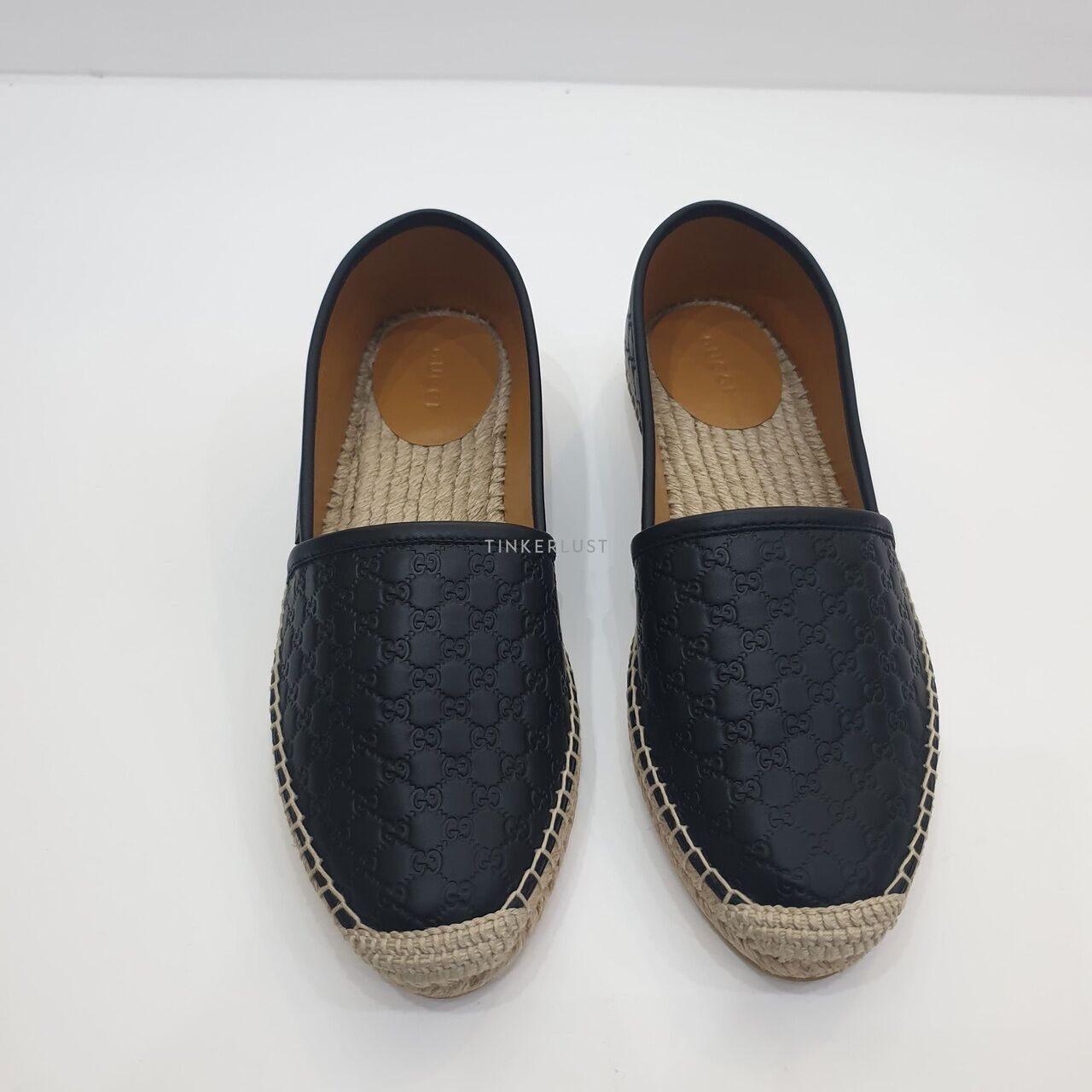 Gucci Microguccissima Espadrilles Espa GG Black Leather Flat Shoes