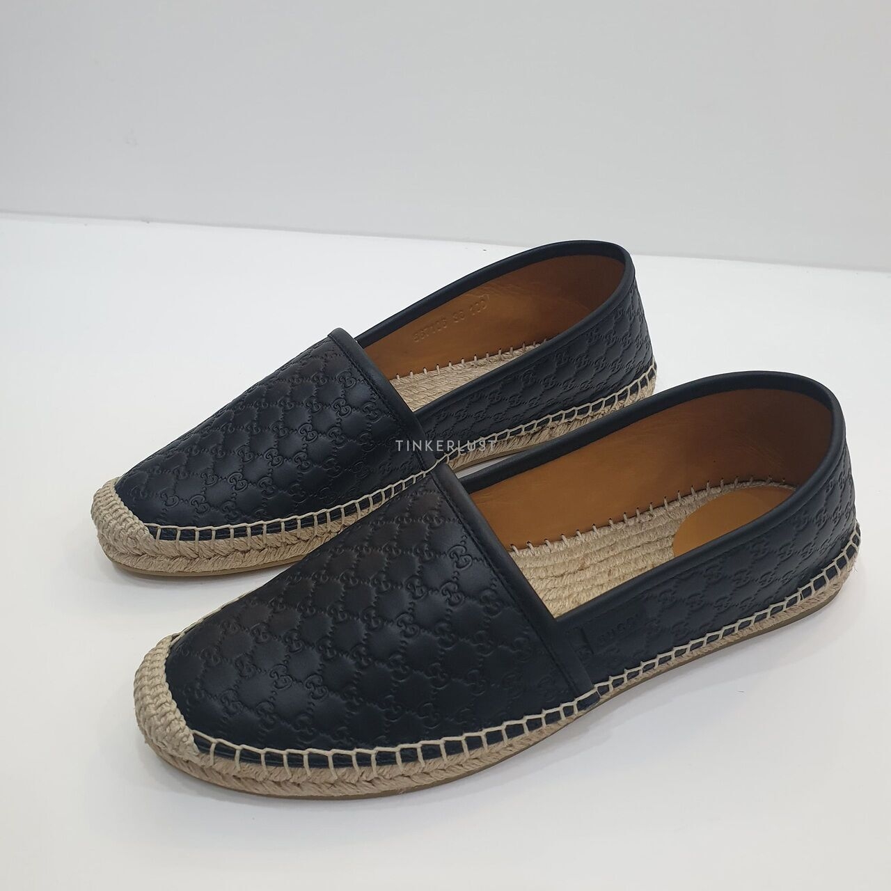 Gucci Microguccissima Espadrilles Espa GG Black Leather Flat Shoes