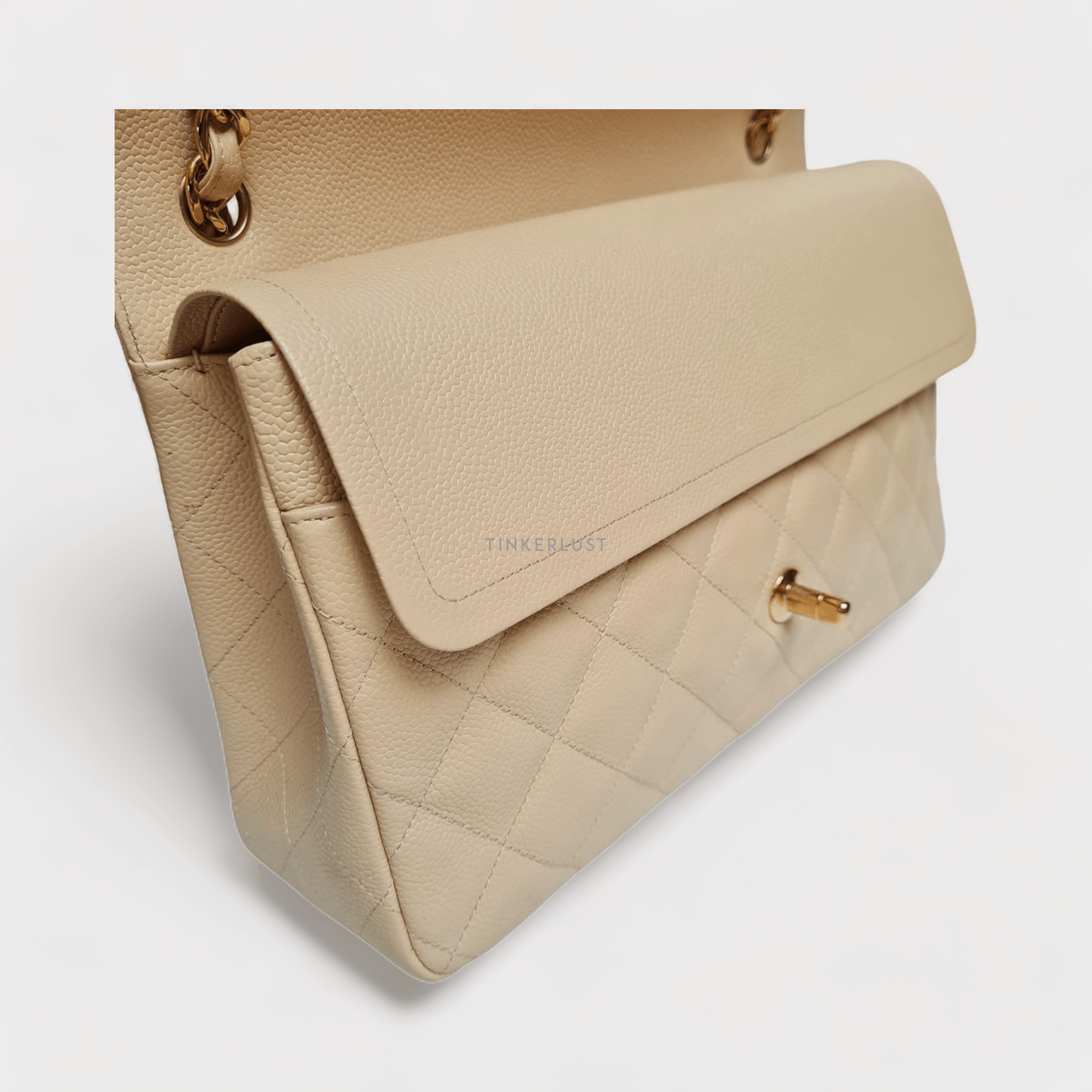 Chanel Beige Jumbo Double Flap Caviar GHW #16 Shoulder Bag