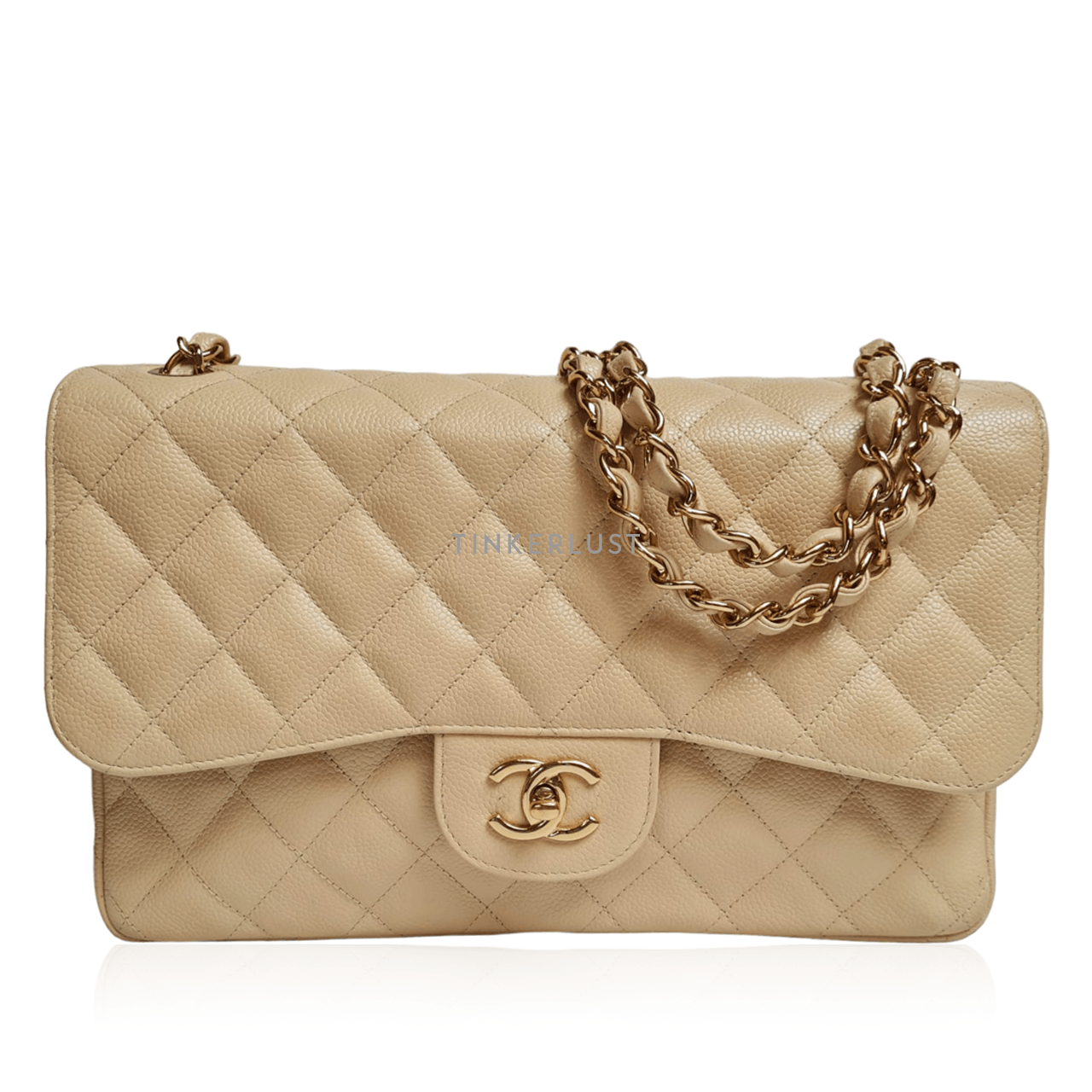 Chanel Beige Jumbo Double Flap Caviar GHW #16 Shoulder Bag