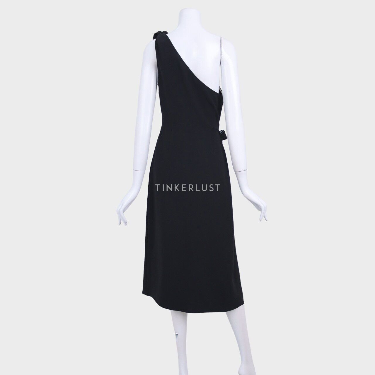 Diane Von Furstenberg Black One Shoulder Knot Scarf Midi Dress