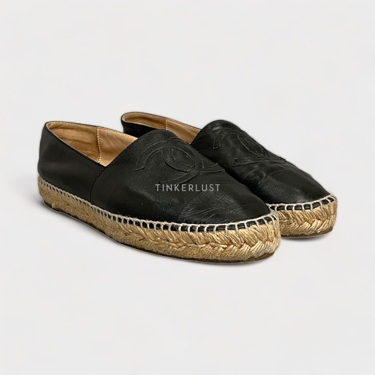 Chanel CC Black Lambskin Espadrilles