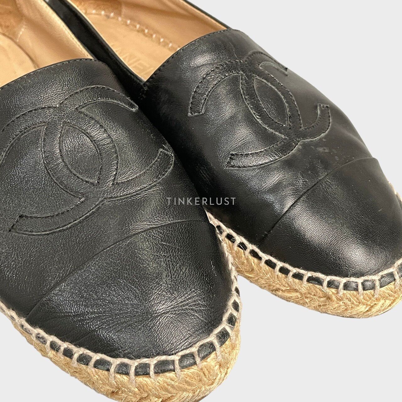 Chanel CC Black Lambskin Espadrilles