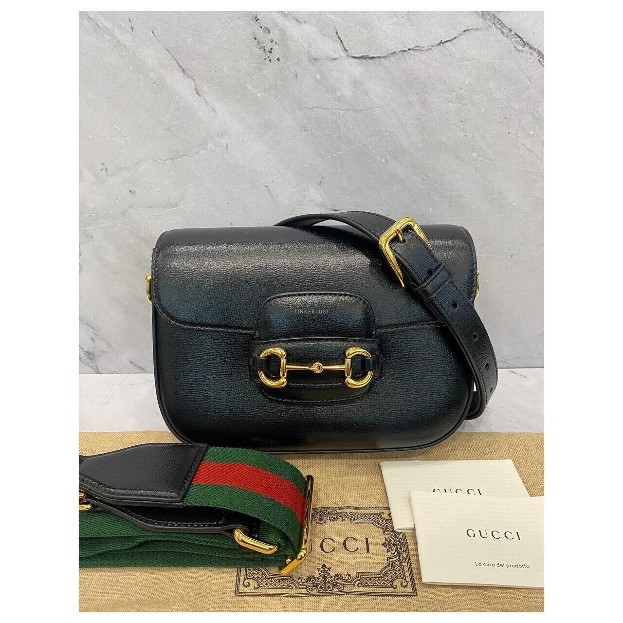 Gucci Mini Horsebit 1955 in Black GHW Sling Bag