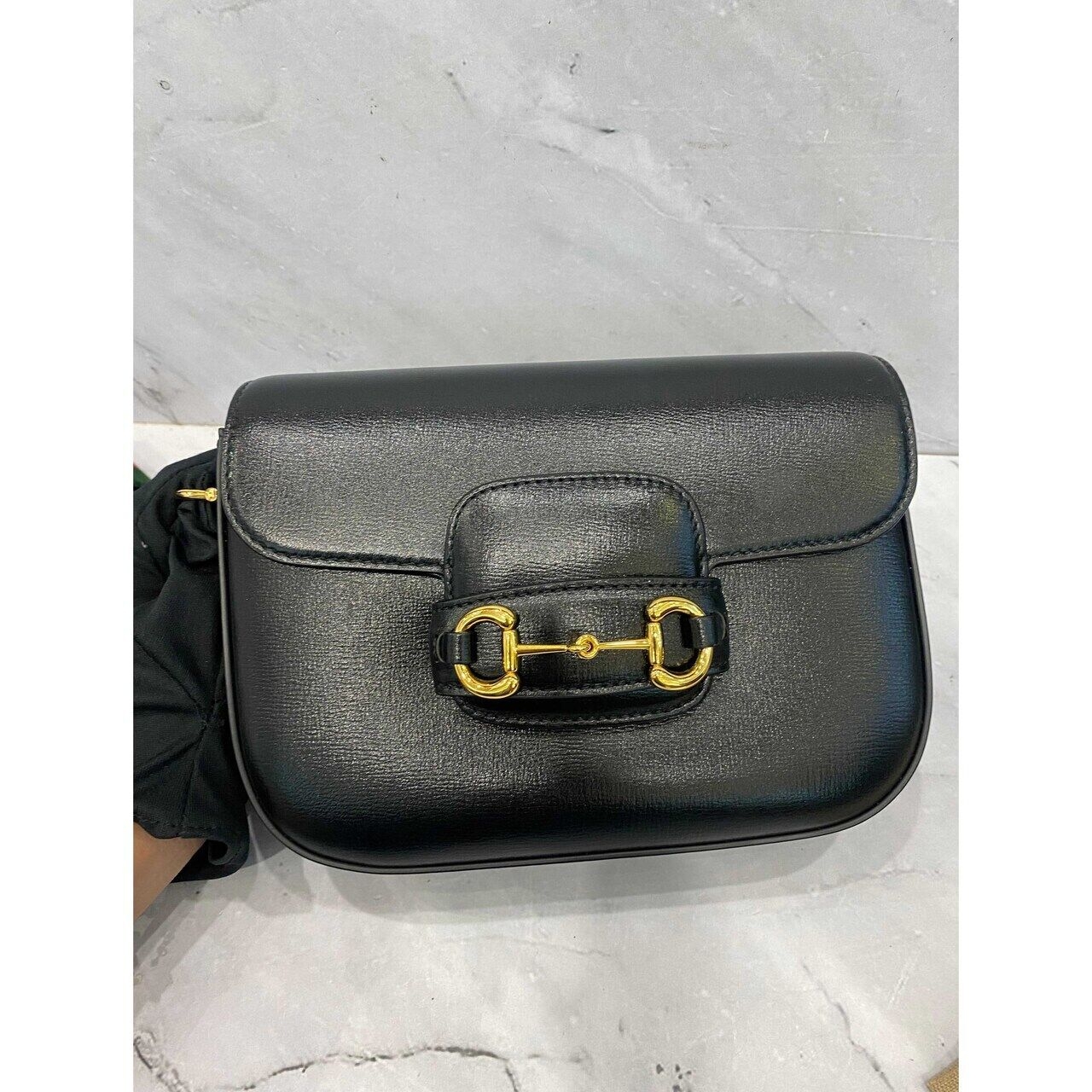 Gucci Mini Horsebit 1955 in Black GHW Sling Bag