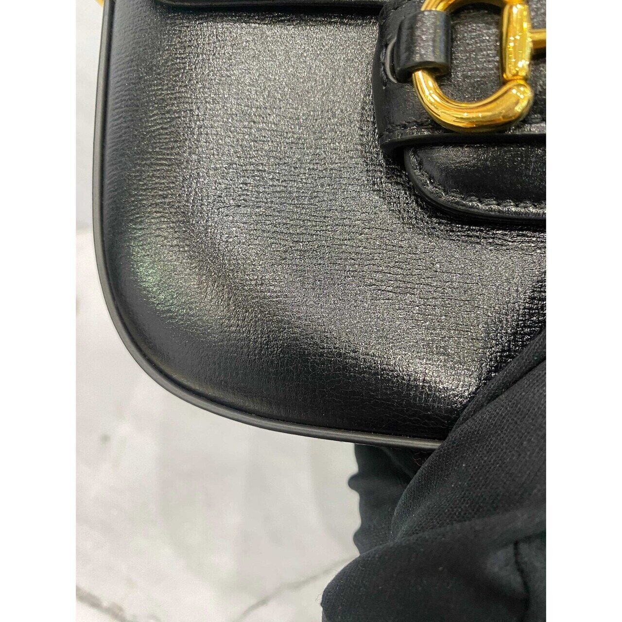 Gucci Mini Horsebit 1955 in Black GHW Sling Bag