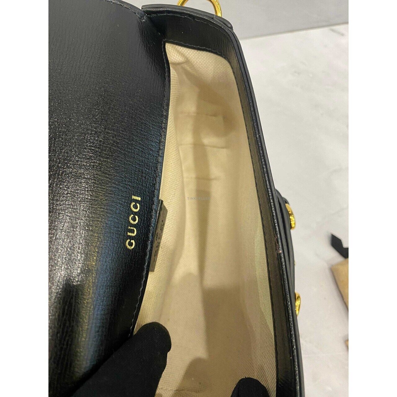 Gucci Mini Horsebit 1955 in Black GHW Sling Bag