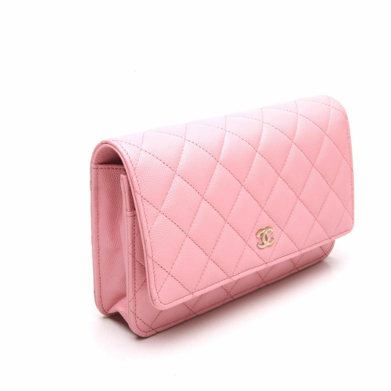 Chanel Light Pink Caviar Wallet On Chain GHW chip