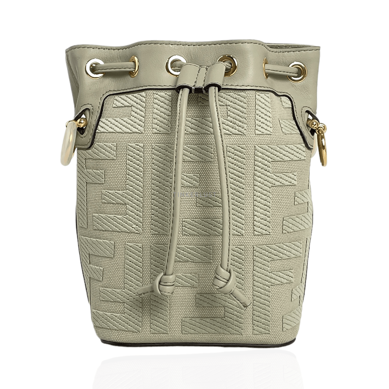 Fendi Mini Mon Tresor FF Canvas Embossed Bucket Bag Light Green 