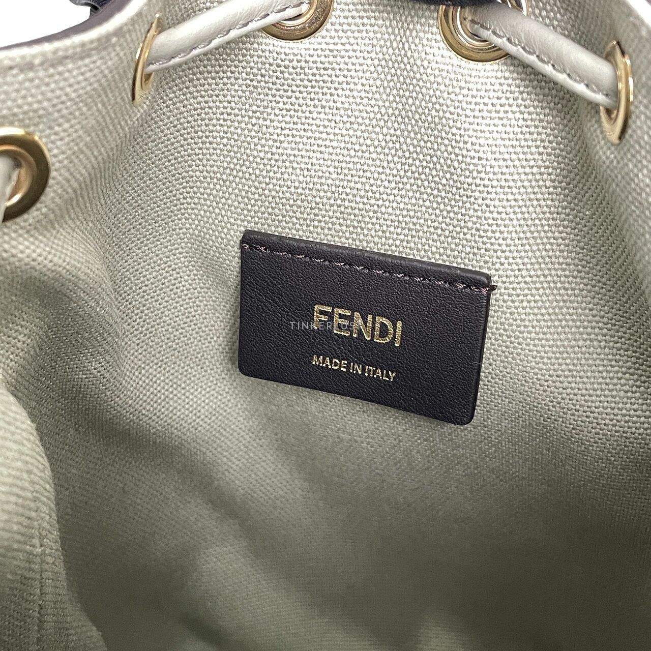 Fendi Mini Mon Tresor FF Canvas Embossed Bucket Bag Light Green 