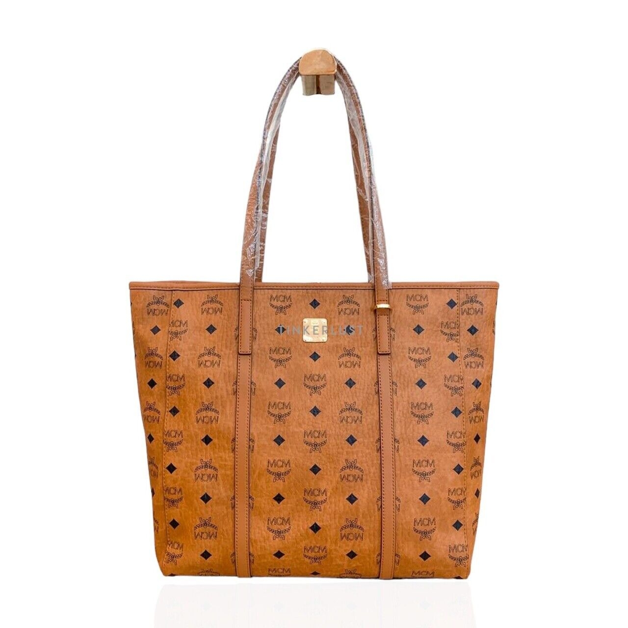 MCM Toni Medium Visetos Cognac Tote Bag