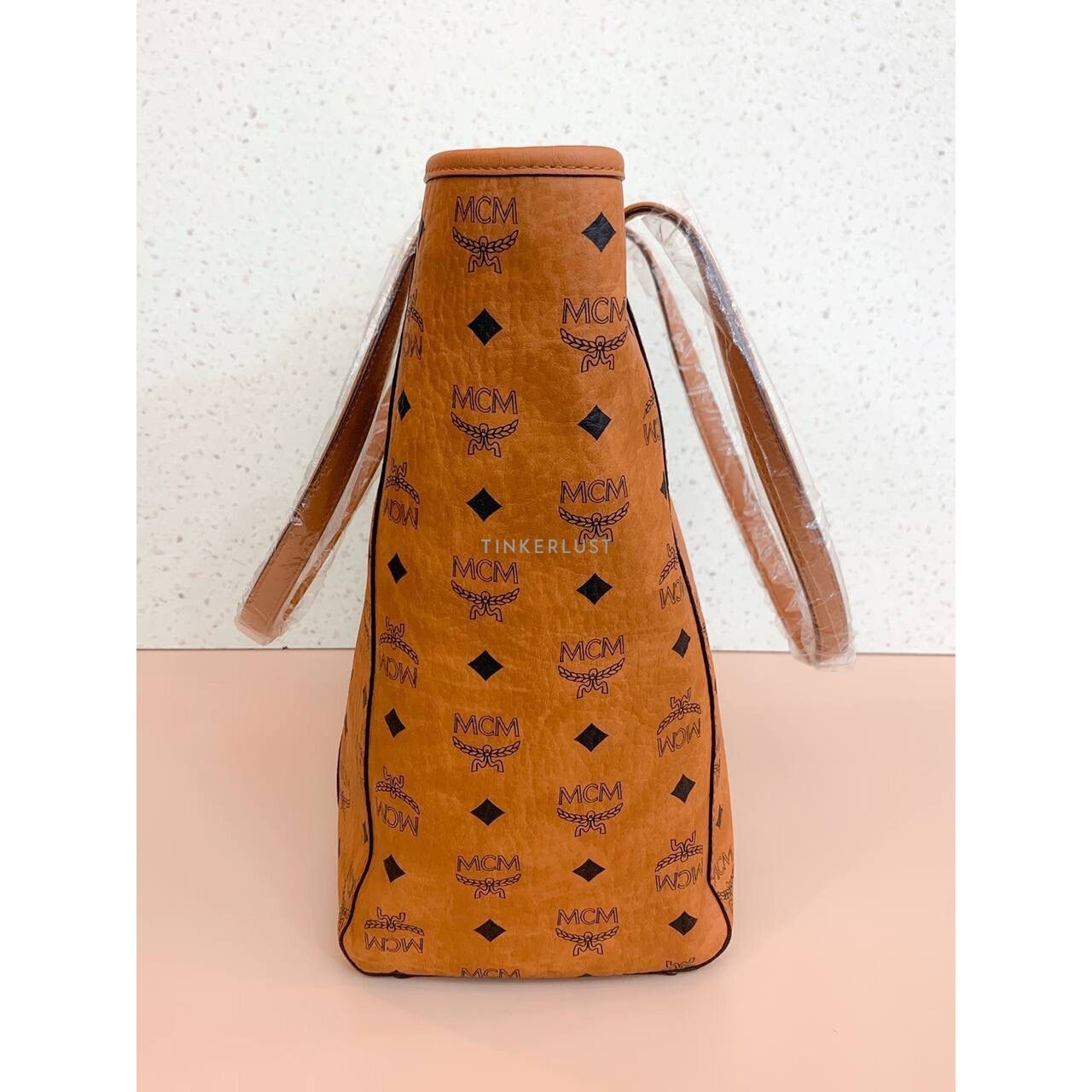 MCM Toni Medium Visetos Cognac Tote Bag